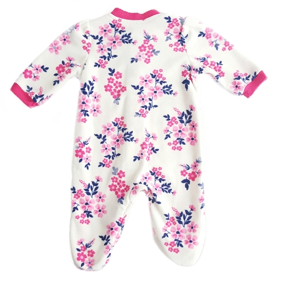 LITTLE ME 3mo Floral Footed Zipper Onesie - Picture 3 of 4